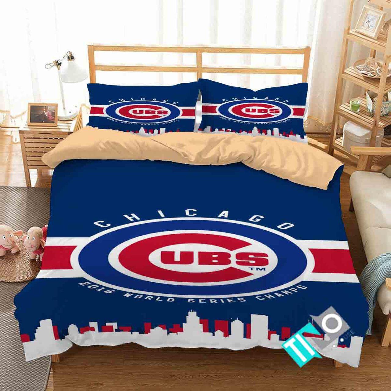 BEST Chicago Cubs MLB 2016 Word Series Champs Duvet Cover Bedding Set
