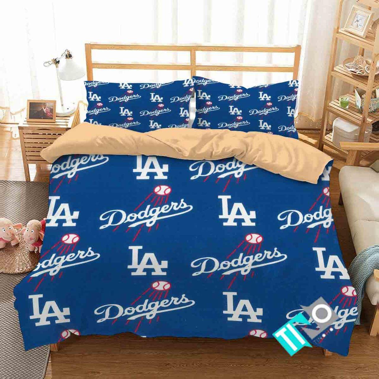 BEST Los Angeles Dodgers MLB Duvet Cover Bedding Set