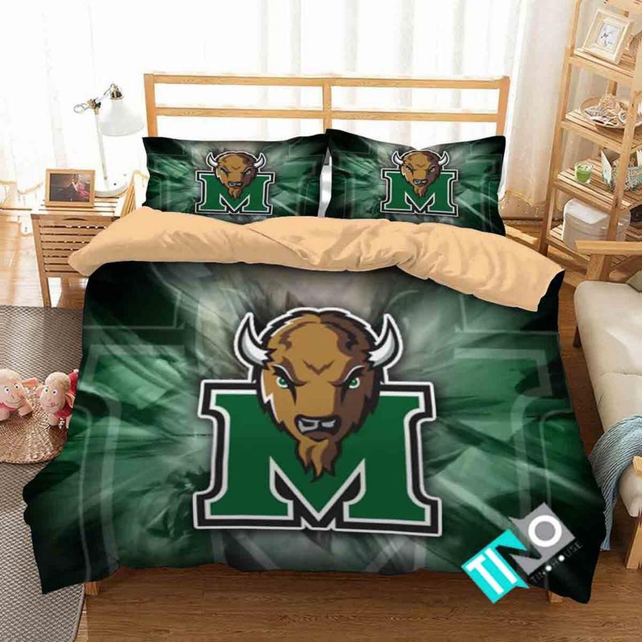 BEST Marshall Thundering Herd Logo NCAA Duvet Cover Bedding Set