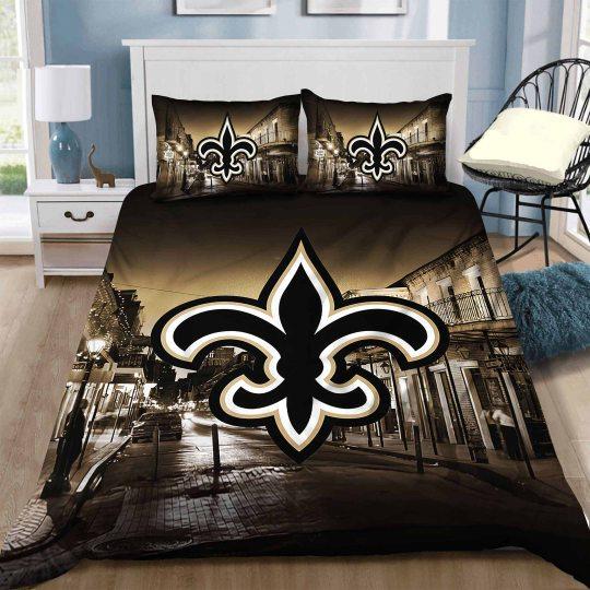 BEST New Orleans Saints NFL logo city night Duvet Cover Bedding Set