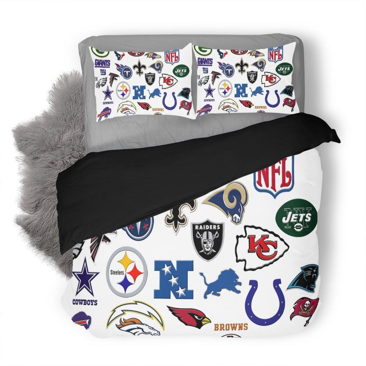 BEST NFL teams logo white Duvet Cover Bedding Set