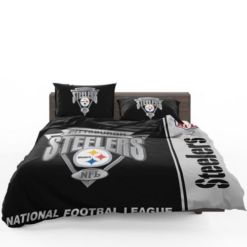 BEST Pittsburgh Steelers NFL black grey Duvet Cover Bedding Set