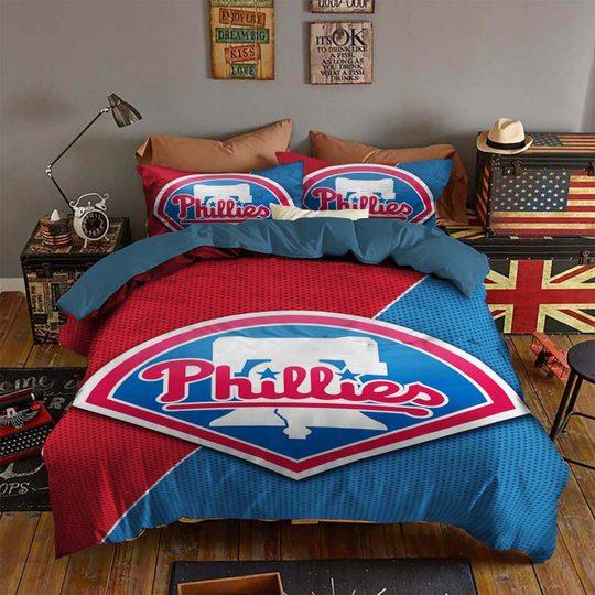 BEST Philadelphia Phillies MLB red blue Duvet Cover Bedding Set