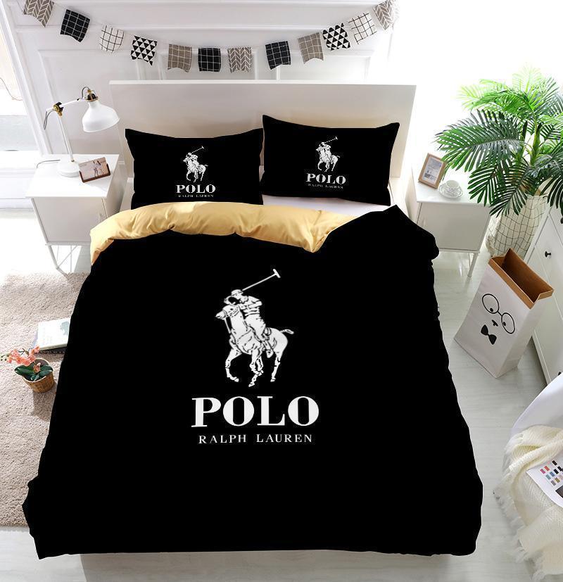 BEST Ralph Lauren Polo Logo black Duvet Cover Bedding Set