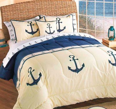 BEST Anchor white blue Duvet Cover Bedding Set