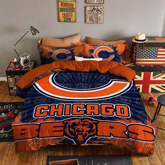 BEST Chicago Bears NFL blue orange Duvet Cover Bedding Set