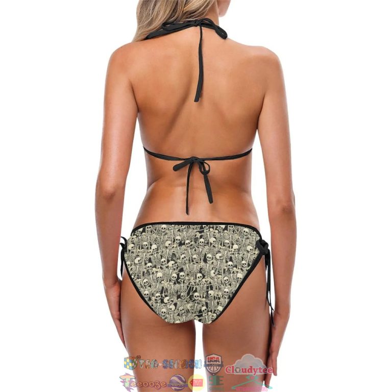 Skeleton Design Print Two Piece Bikini Set Swimsuit Beach