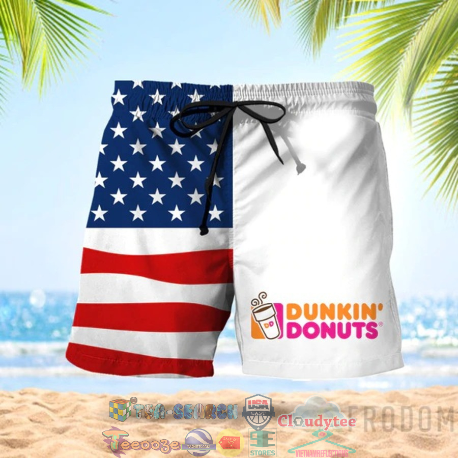 4th Of July Independence Day American Flag Dunkin’ Donuts Coffee Hawaiian Shorts