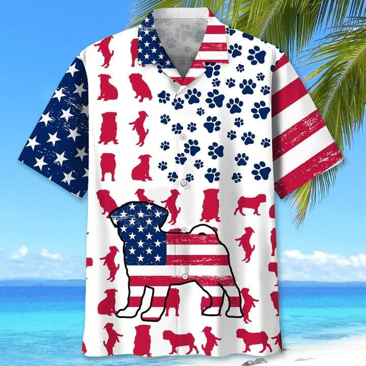 NEW Pug Independence Day Is Coming white Hawaii Shirt