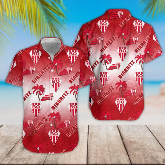 HOT Biarritz Olympique logo palm tree red Hawaiian Shirt