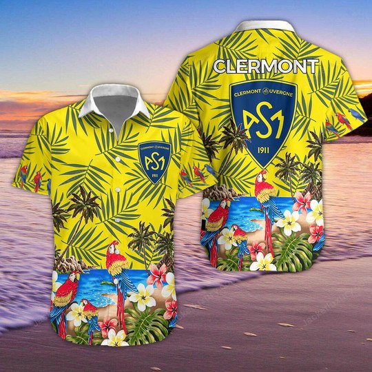 HOT ASM Clermont Auvergne tropical plant yellow Hawaiian Shirt, Shorts