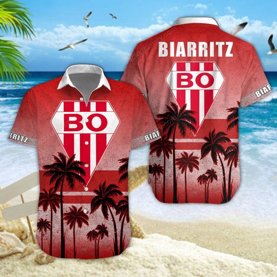 HOT Biarritz Olympique palm tree red Hawaiian Shirt, Shorts