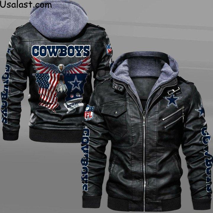 Dallas Cowboys Bald Eagle American Flag Leather Jacket