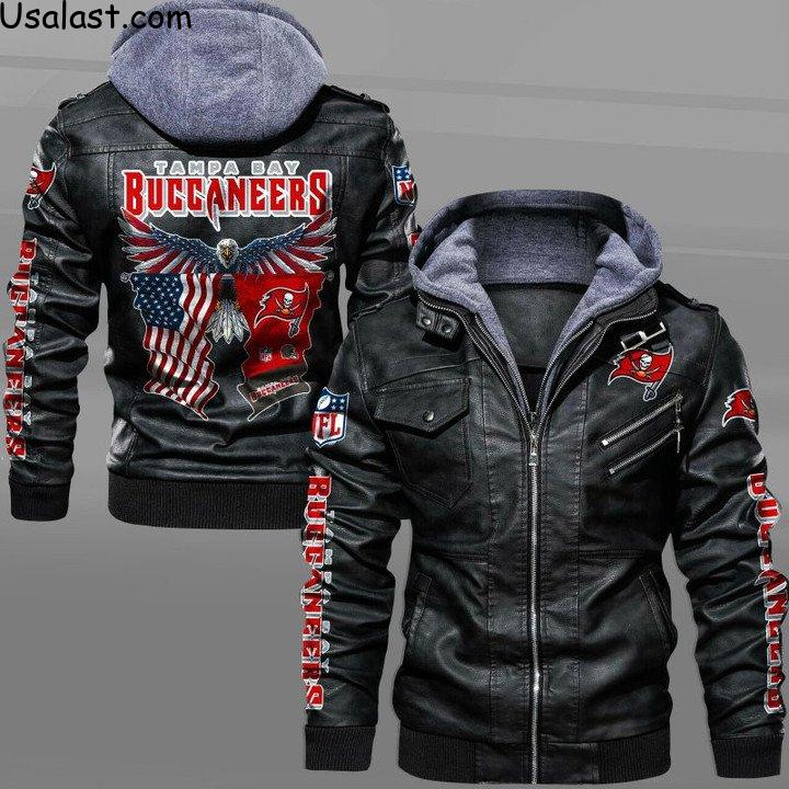 Tampa Bay Buccaneers Bald Eagle American Flag Leather Jacket