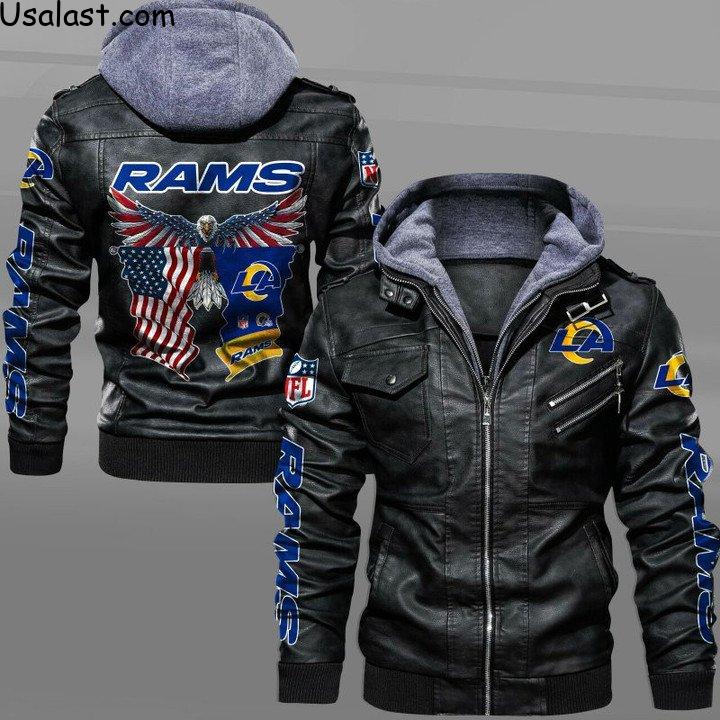 Los Angeles Rams Bald Eagle American Flag Leather Jacket