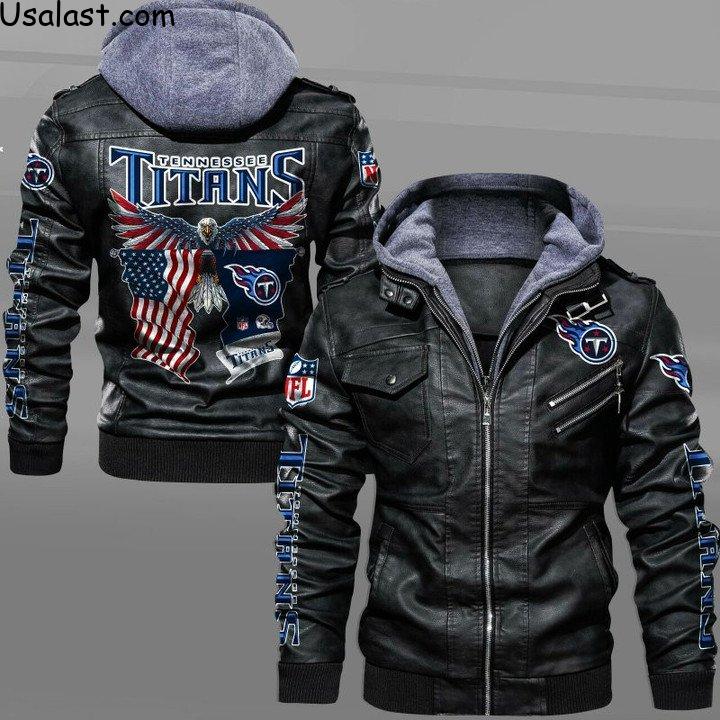 Tennessee Titans Bald Eagle American Flag Leather Jacket