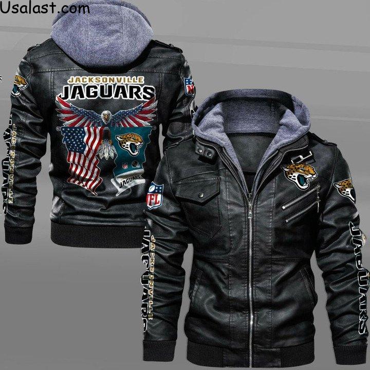 Jacksonville Jaguars Bald Eagle American Flag Leather Jacket