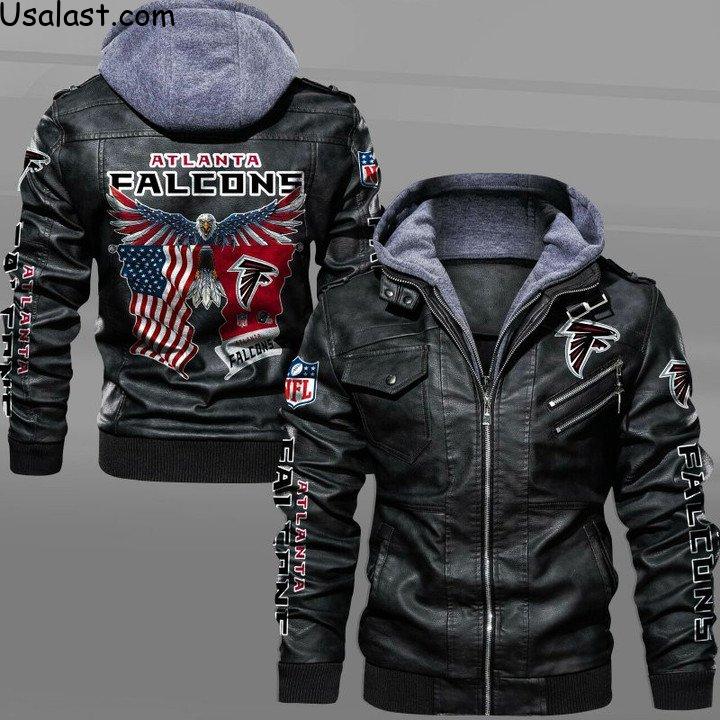 Atlanta Falcons Bald Eagle American Flag Leather Jacket
