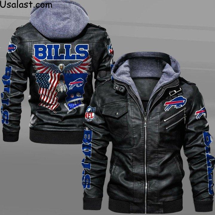 Buffalo Bills Bald Eagle American Flag Leather Jacket