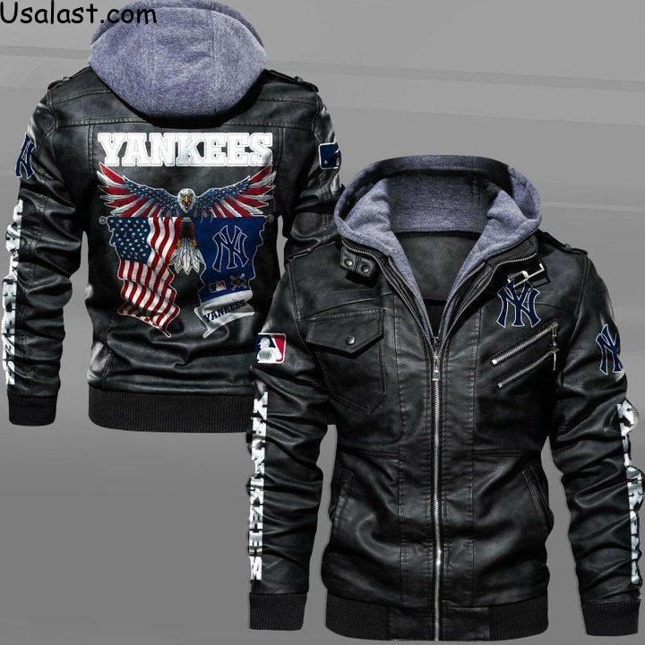 New York Yankees Eagle American Flag Leather Jacket