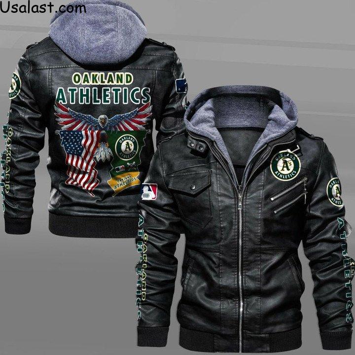 Oakland Athletics Eagle American Flag Leather Jacket