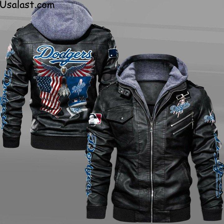 Los Angeles Dodgers Eagle American Flag Leather Jacket