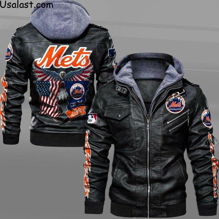 New York Mets Eagle American Flag Leather Jacket
