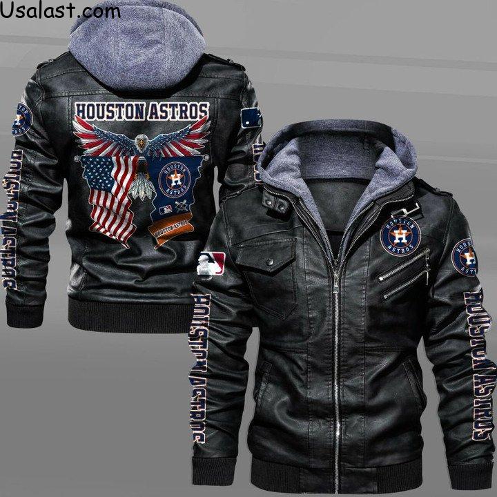 Houston Astros Eagle American Flag Leather Jacket