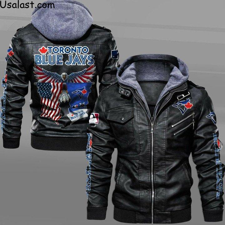 Toronto Blue Jays Eagle American Flag Leather Jacket