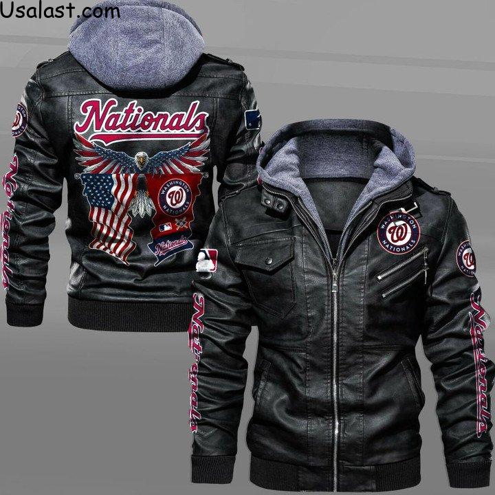Washington Nationals Eagle American Flag Leather Jacket