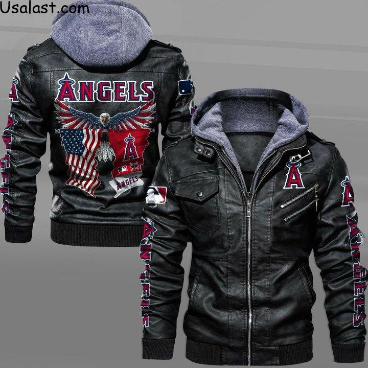 Los Angeles Angels Eagle American Flag Leather Jacket