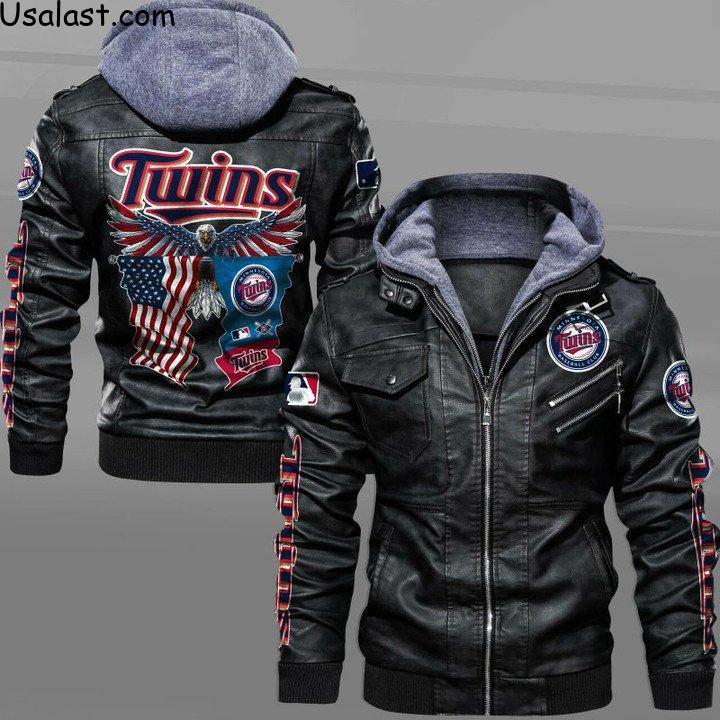 Minnesota Twins Eagle American Flag Leather Jacket