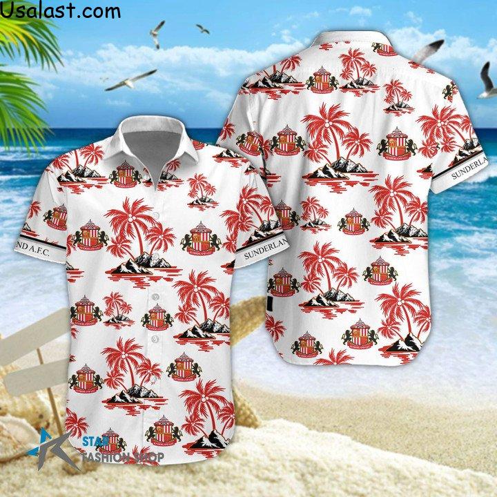 Excellent Sunderland AFC Floral Button Up Hawaiian Shirt Beach Short