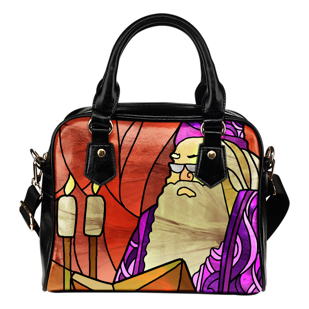 HOT Harry Potter Dumbledore Stained Glass Leather Handbag