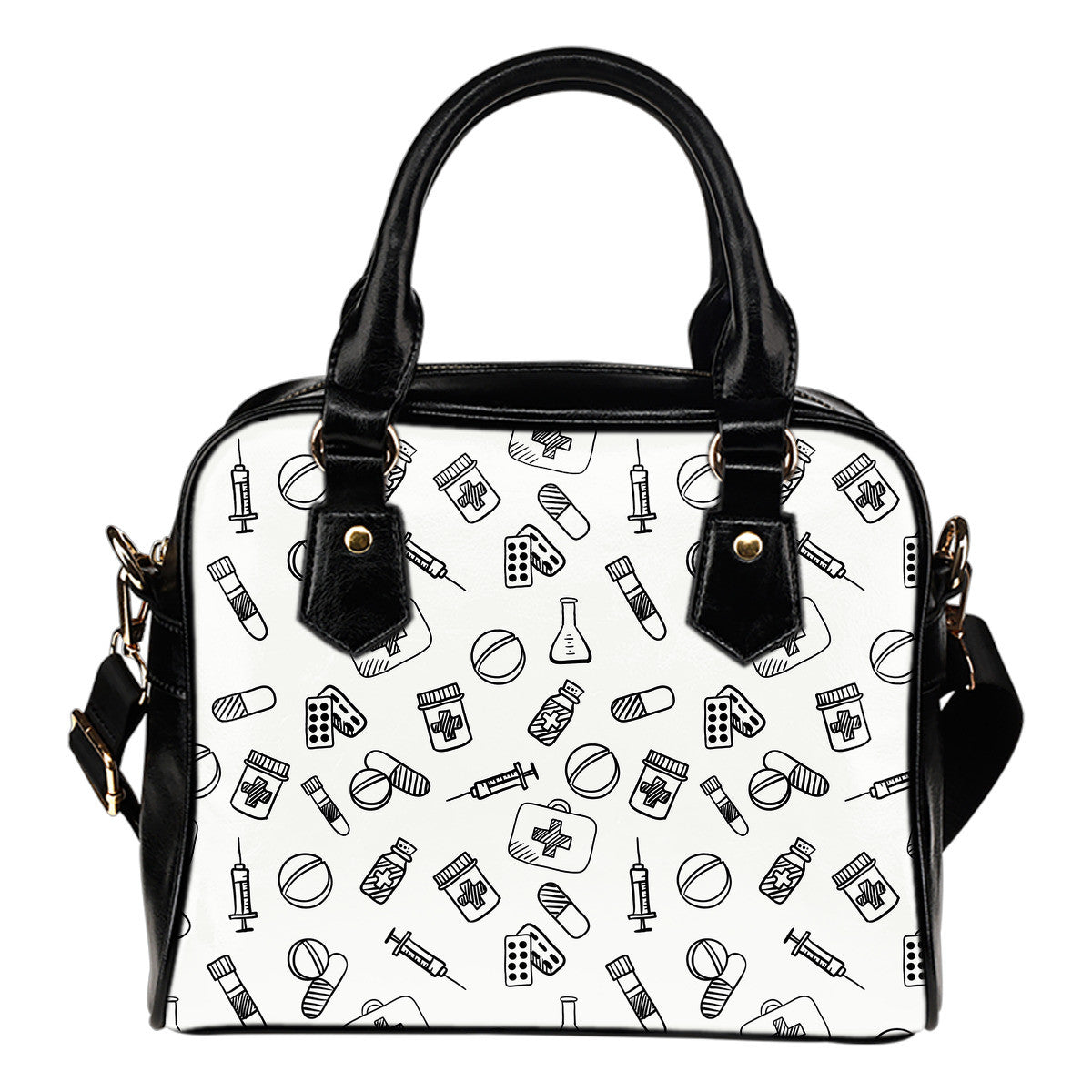 HOT Nurse Pattern White Leather Handbag