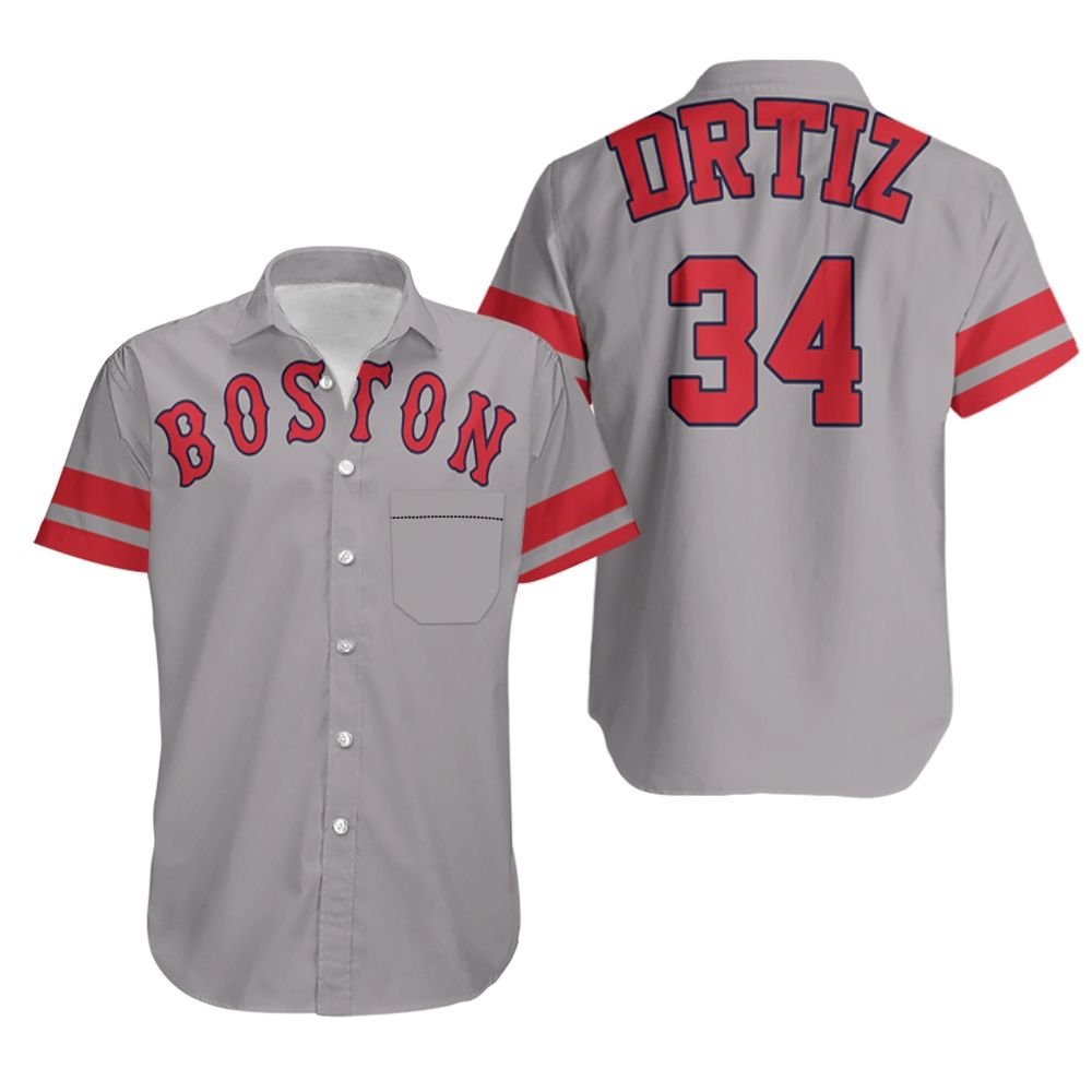 HOT David Ortiz Boston Red Sox Player Gray 2019 Hawaiian Shirt