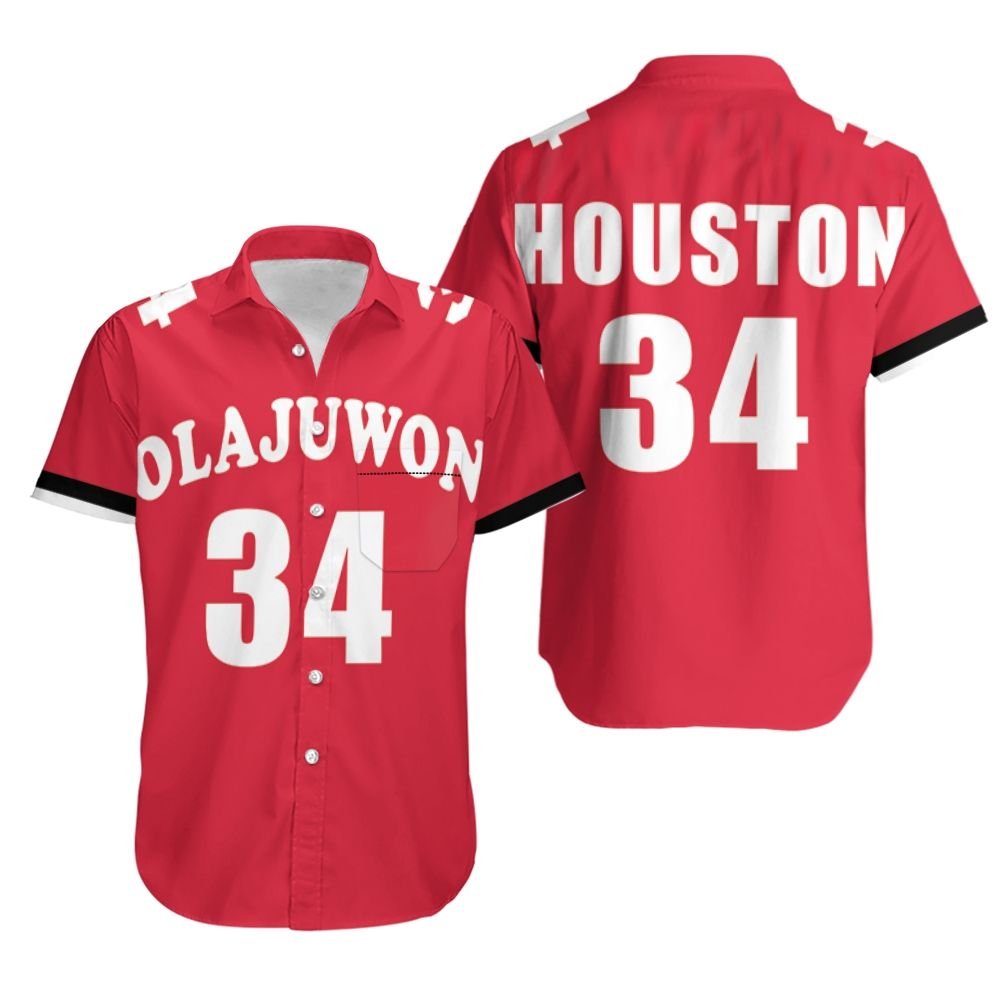 HOT Hakeem Olajuwon34 Houston Rockets 1993-94 Hawaiian Shirt