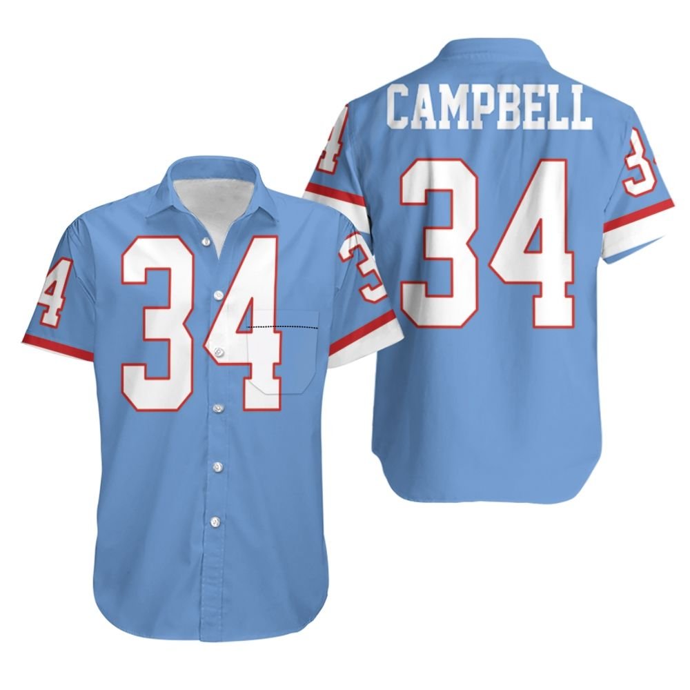 HOT Houston Oilers Earl Campbell 34 1980 Hawaiian Shirt