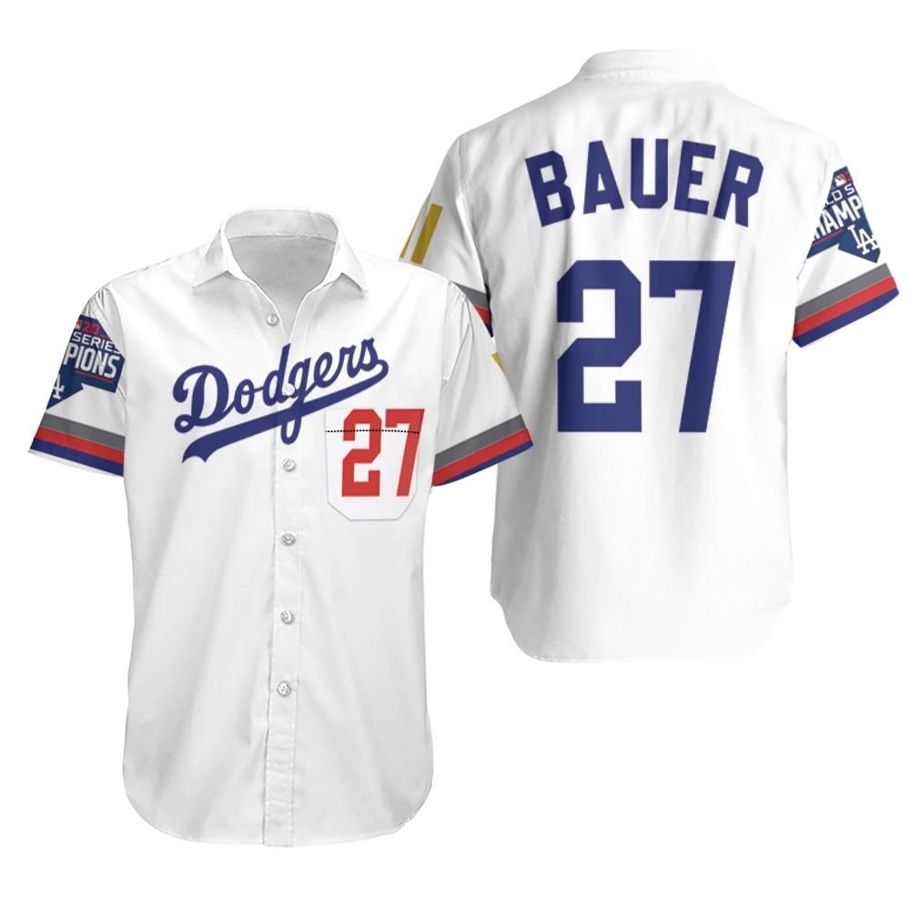 HOT Los Angeles Dodgers Bauer 27 2020 Championship Hawaiian Shirt