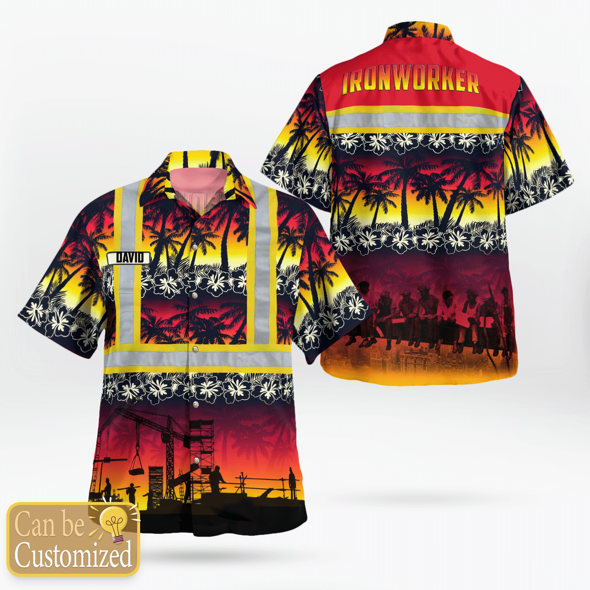 BEST Personalized Ironworker Sunset palm tree custom Hawaiian Shirt