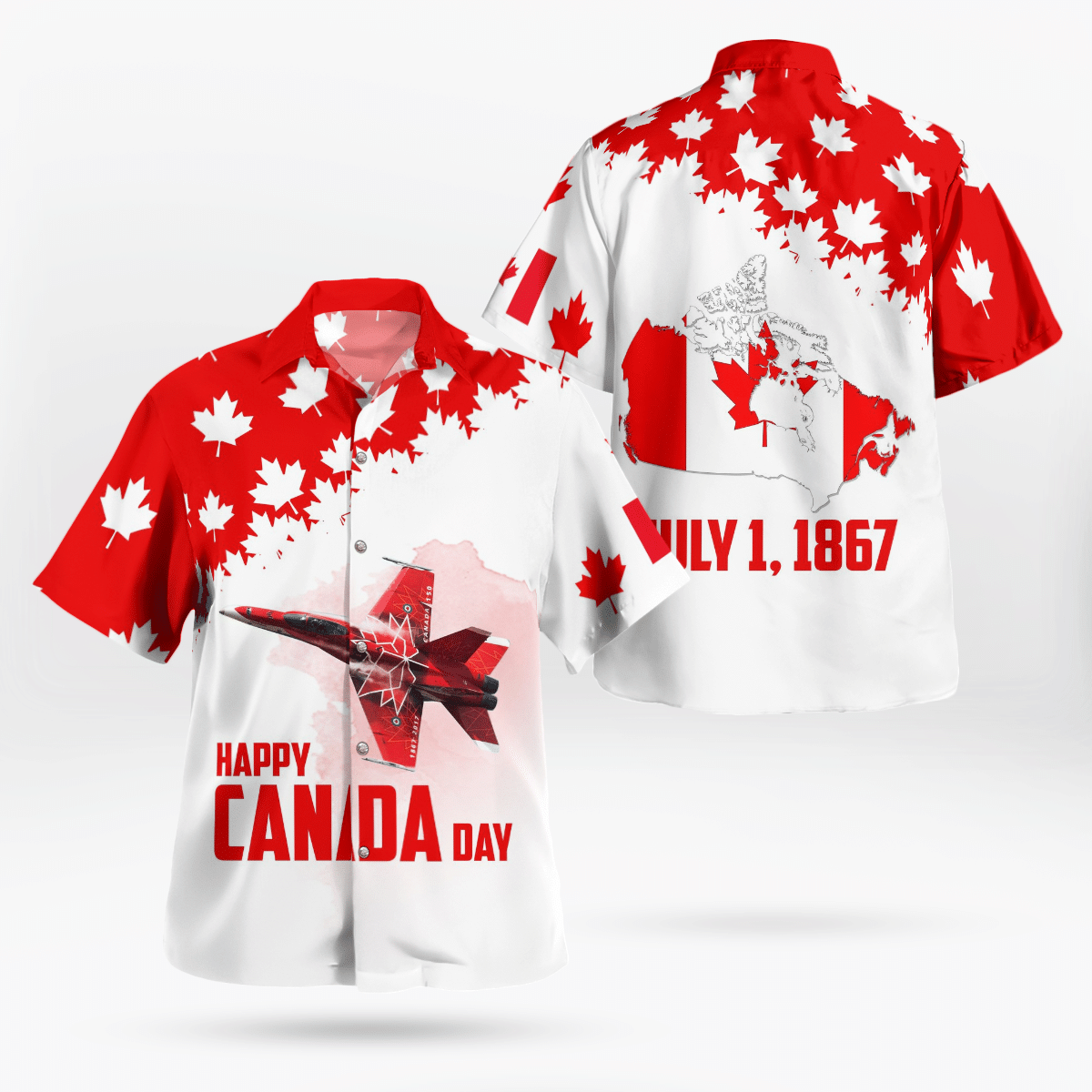 HOT Canadian Forces CF18 Demo Team Happy Canada Day Hawaiian Shirt