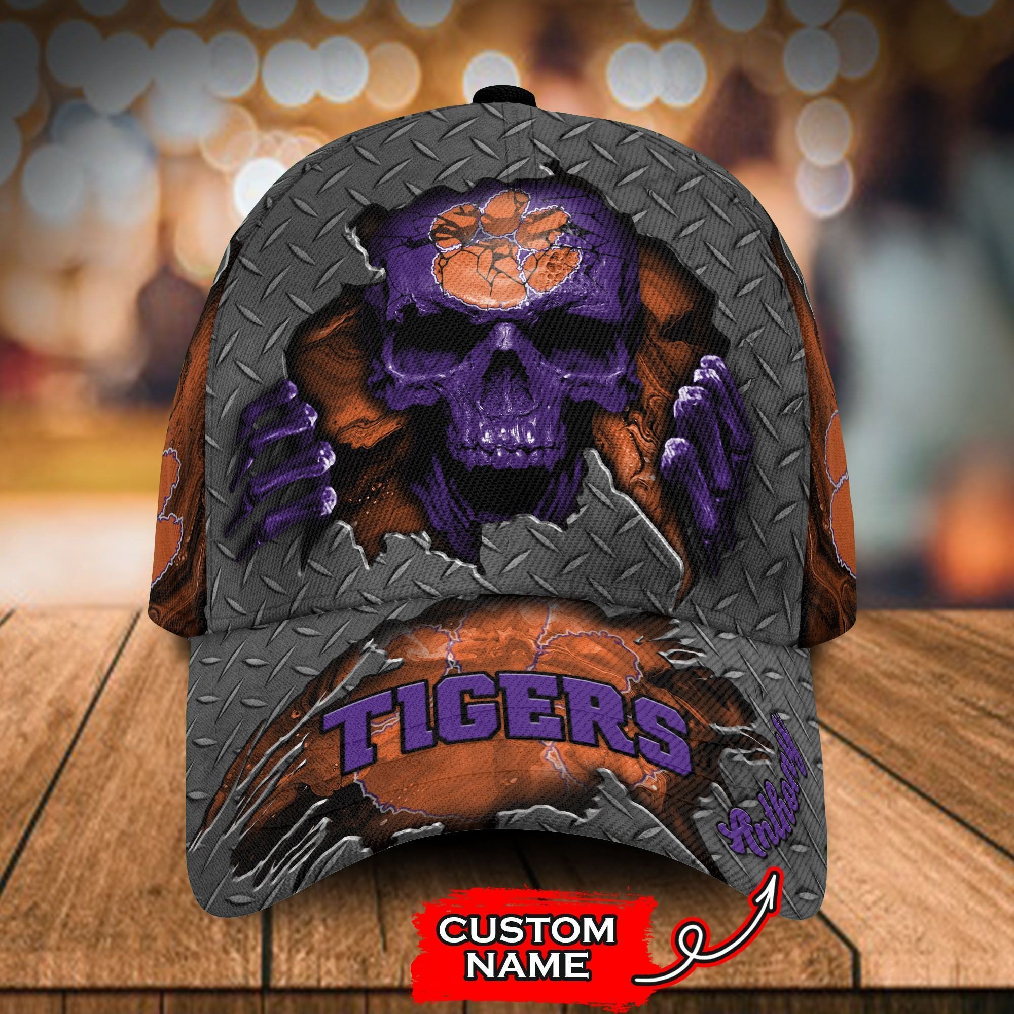 NEW Clemson Tigers Skull Custom name Hat