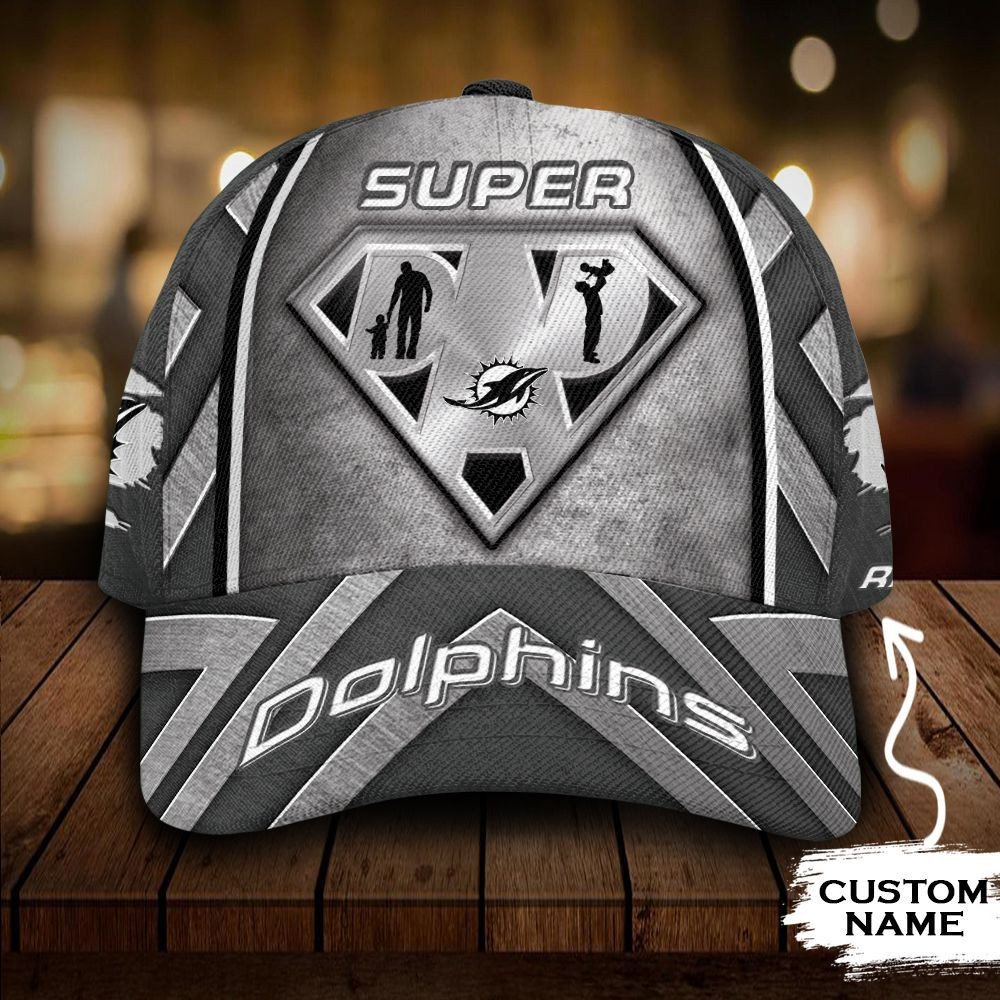 NEW Miami Dolphins Superman Dad Custom name Hat