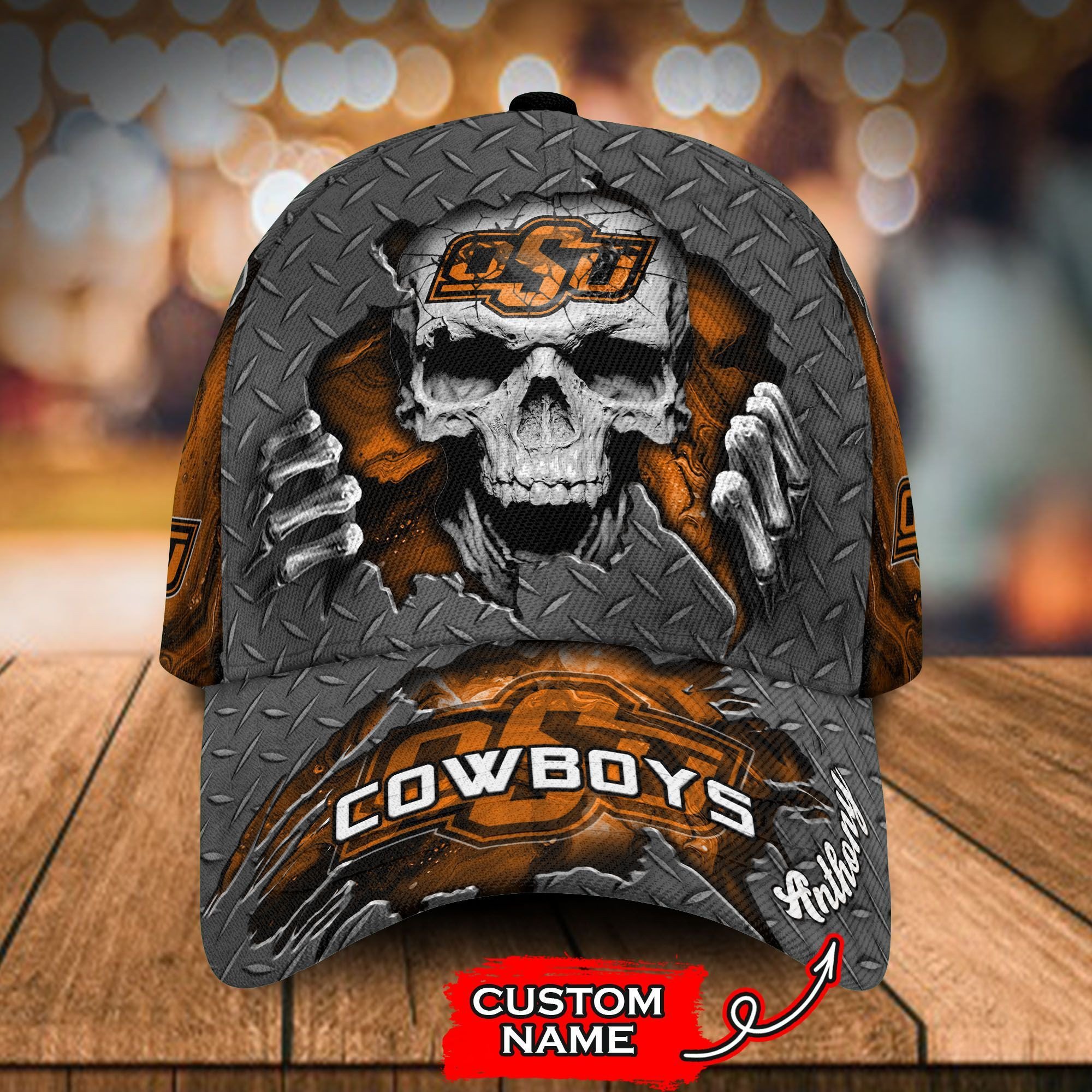 NEW Oklahoma State Cowboys Skull Custom name Hat