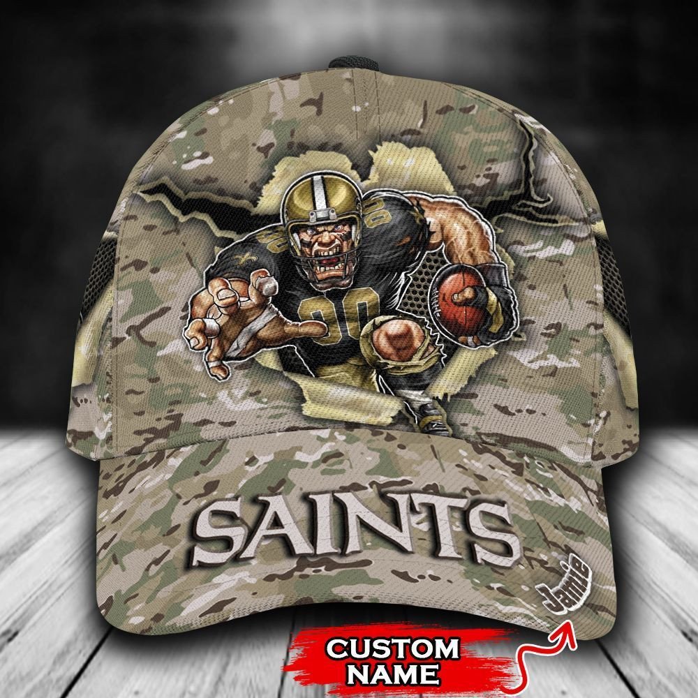 NEW New Orleans Saints CAMO Mascot Custom name Hat