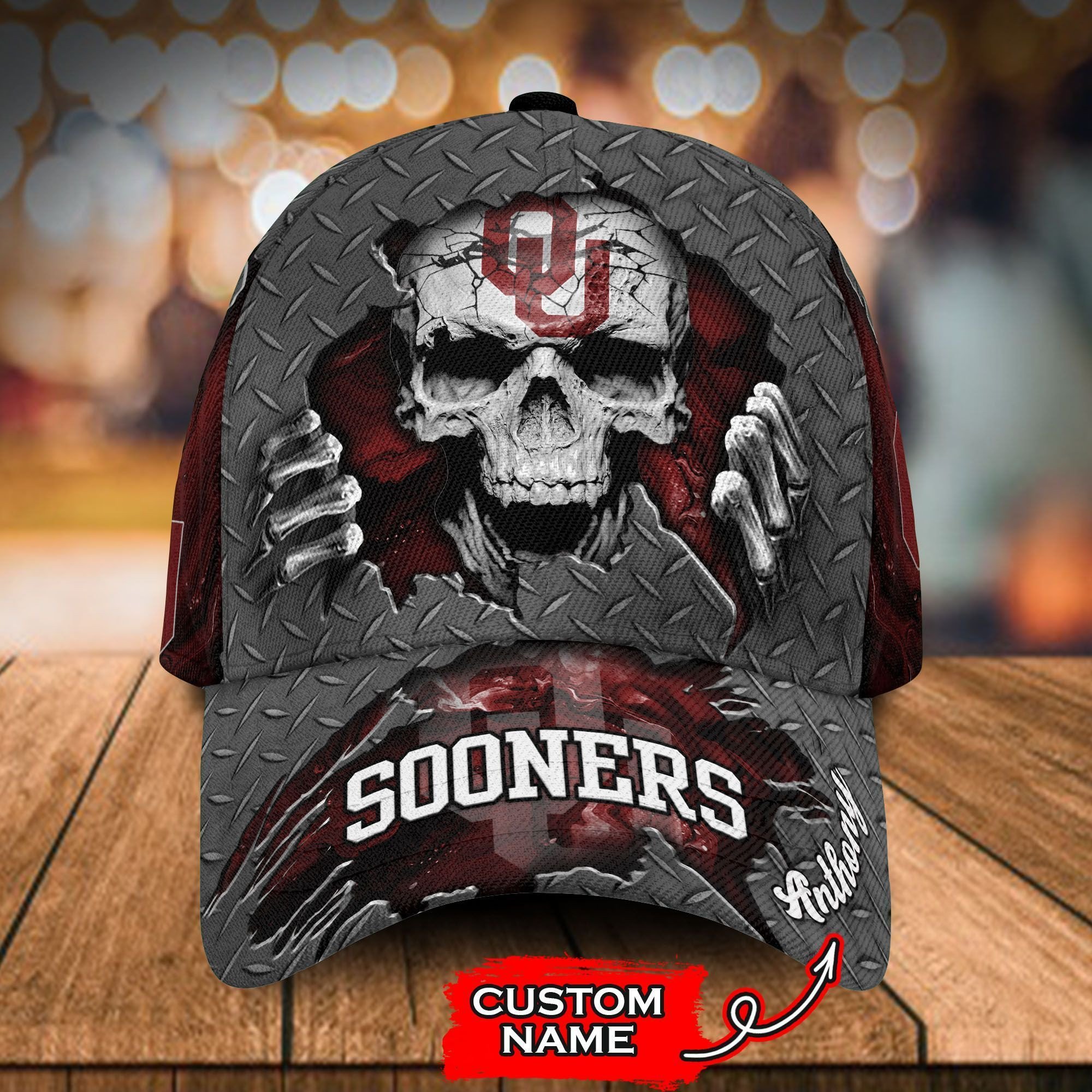 NEW Oklahoma Sooners Skull Custom name Hat