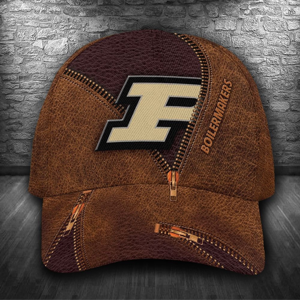 HOT Purdue Boilermakers NCAA Zipper brown Custom name Hat