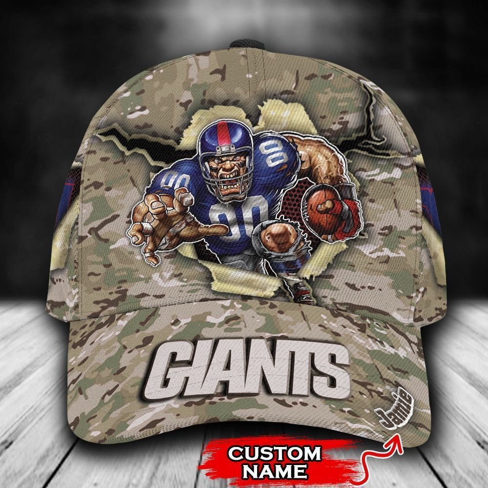 HOT New York Giants Camo Mascot NFL Custom name Hat