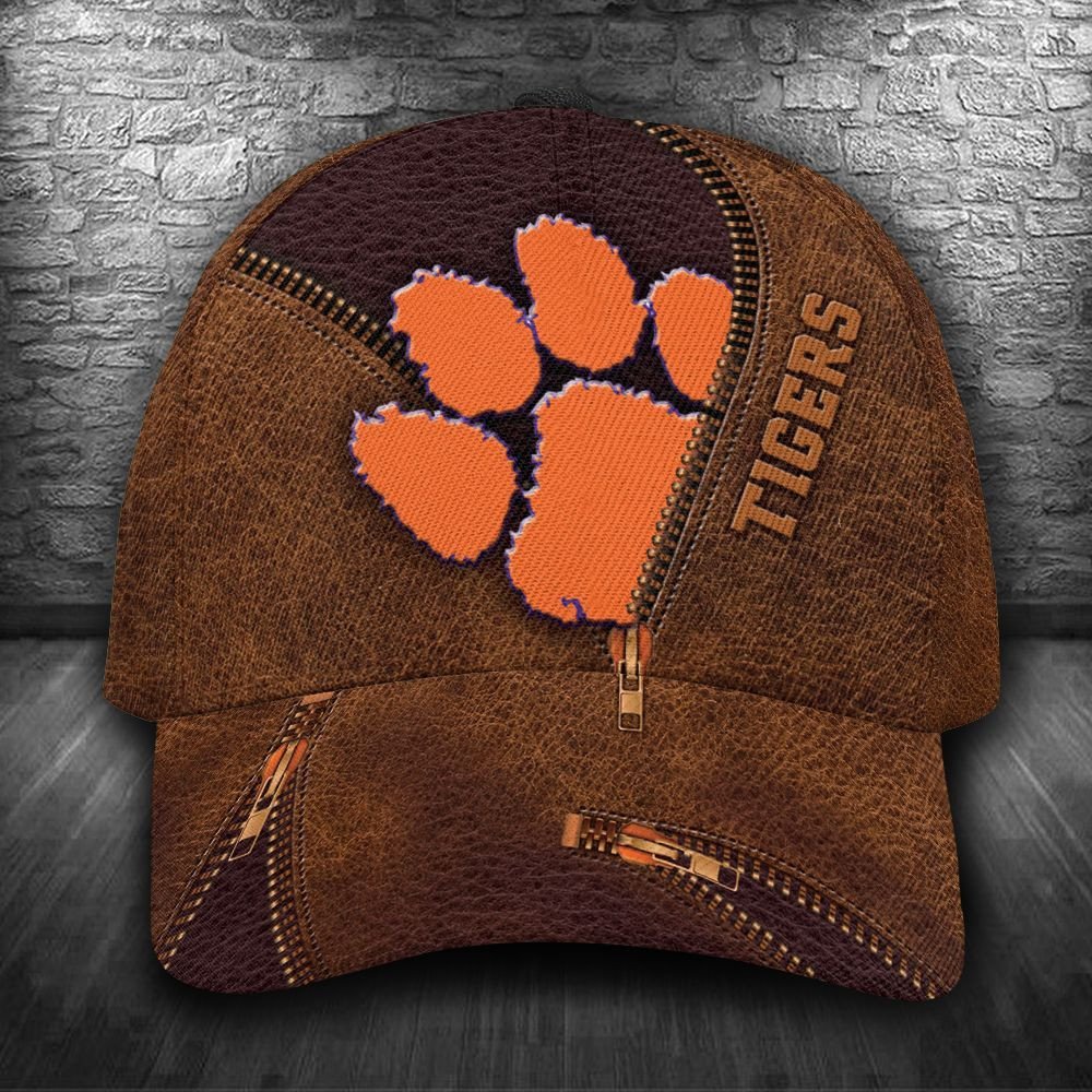 HOT Clemson Tigers NCAA zipper brown Custom name Hat