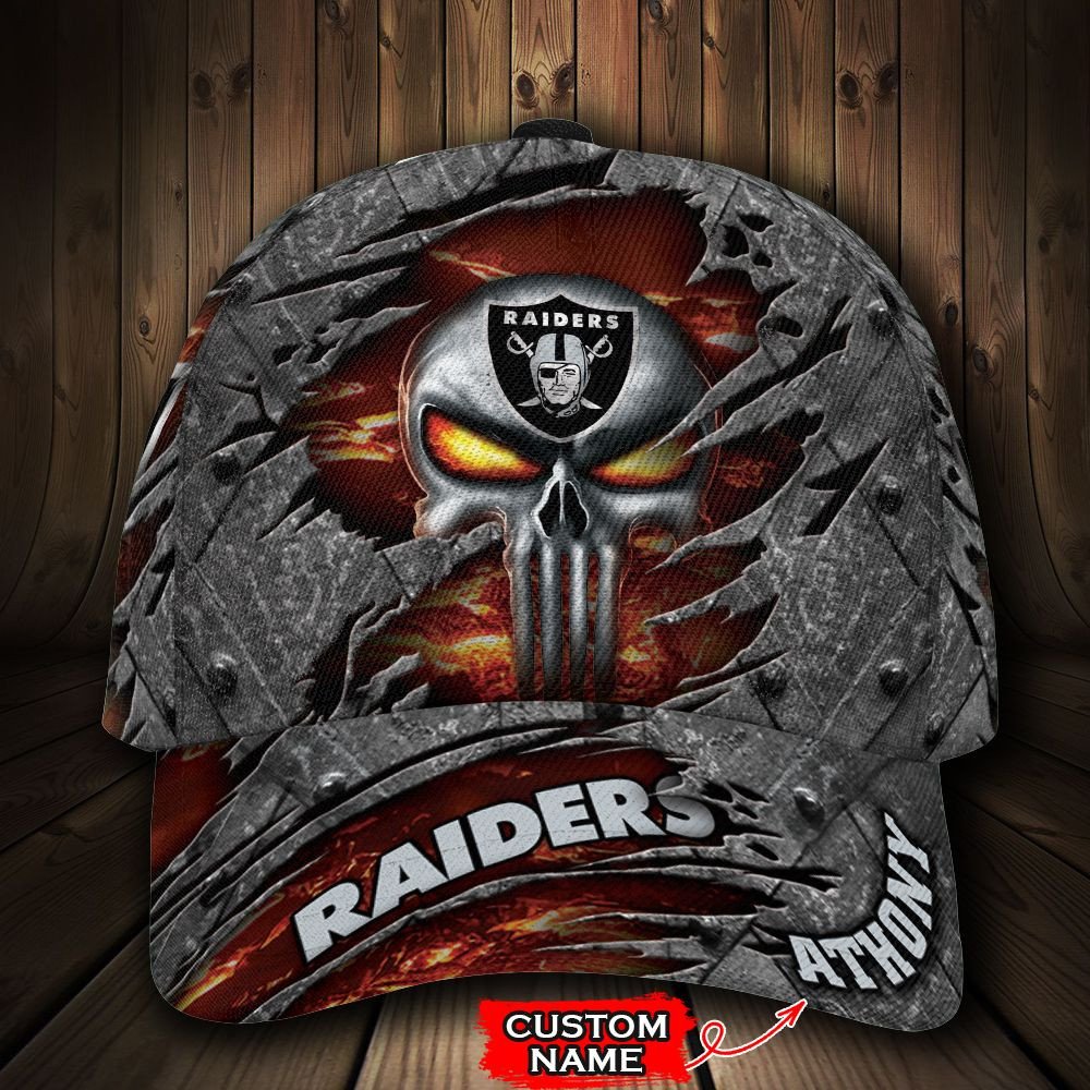 HOT Las Vegas Raiders Skull NFL Custom name Hat